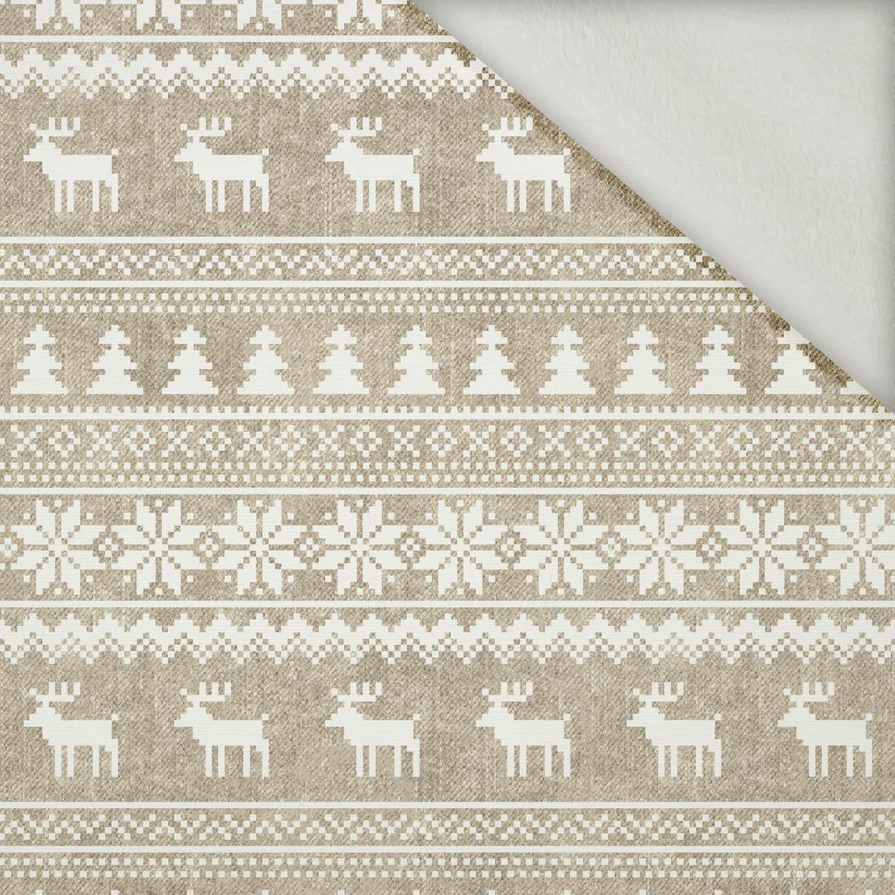 REINDEERS PAT. 2 / ACID WASH BEIGE - brushed knit fabric with teddy