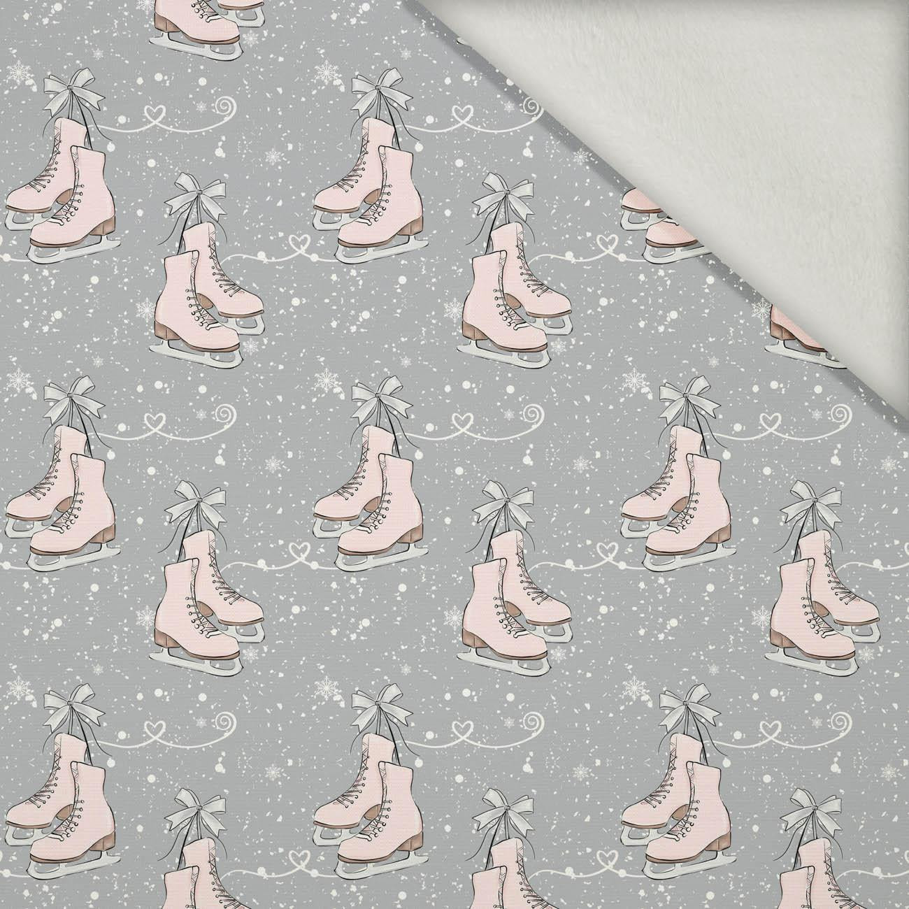 PINK ICE SKATES (WINTER)  - brushed knit fabric with teddy / alpine fleece