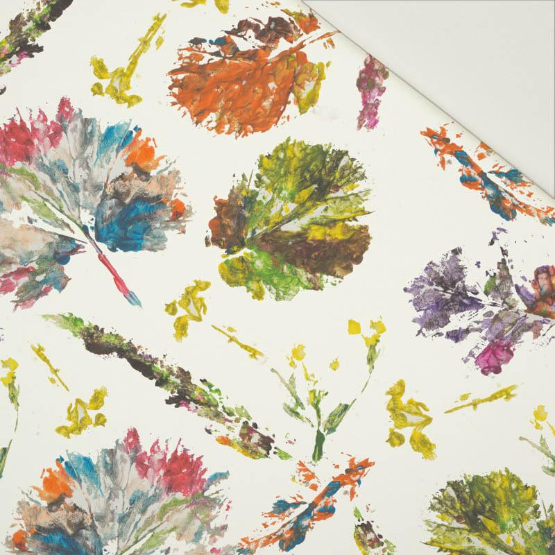 COLORFUL LEAVES / white - Cotton drill
