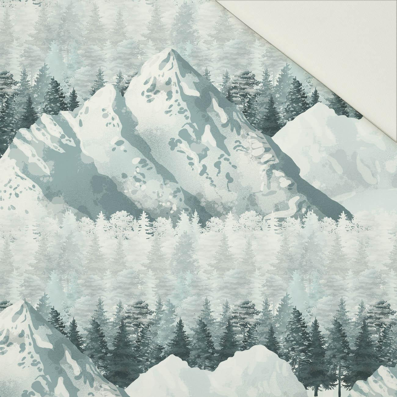 SNOWY PEAKS (WINTER IN MOUNTAINS) / large - Cotton drill