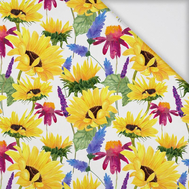 SUNFLOWERS pat. 4 (BLOOMING MEADOW) - Woven fabric for outdoor curtains