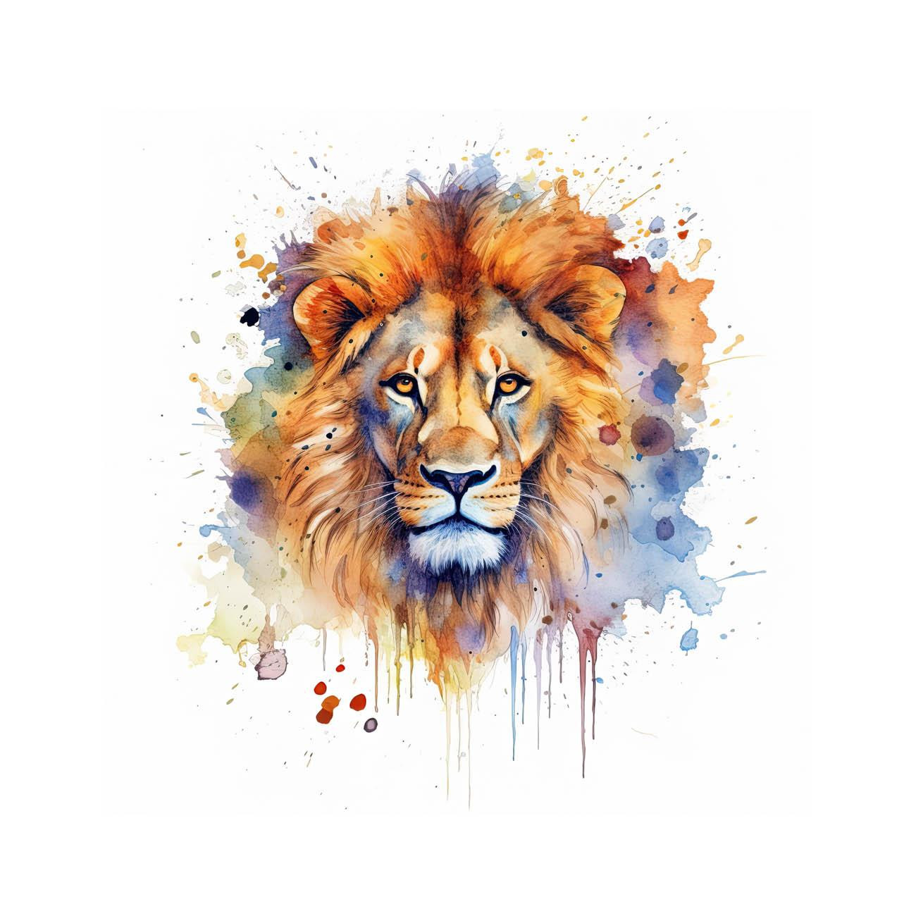 WATERCOLOR LION - panel (60cm x 50cm)