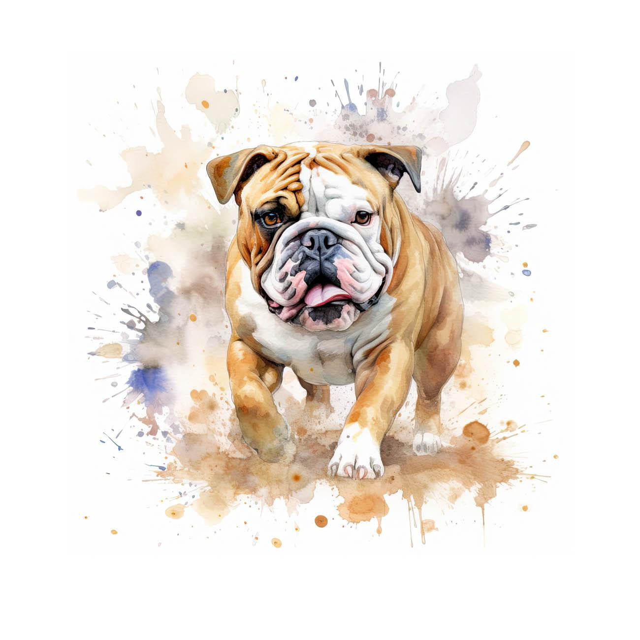 WATERCOLOR BULLDOG  - panel (75cm x 80cm)