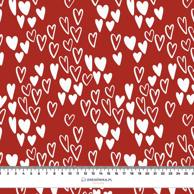 BUBBLE HEARTS / RED (BIRDS IN LOVE) - Cotton woven fabric