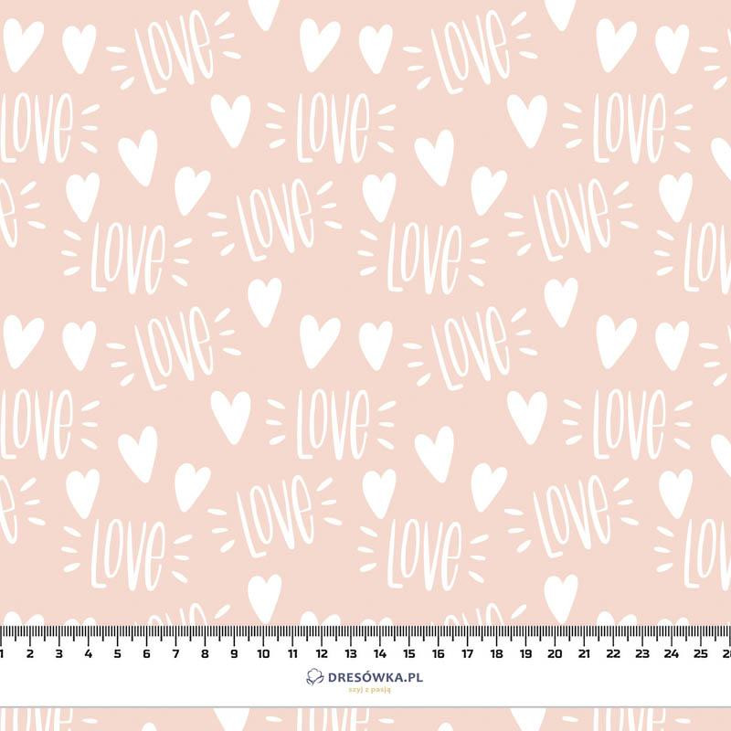 LOVE / WHITE HEARTS (BIRDS IN LOVE) - looped knit fabric