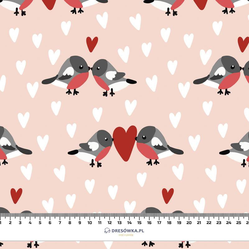 BIRDS IN LOVE PAT. 2 / light pink (BIRDS IN LOVE) - Waterproof woven fabric