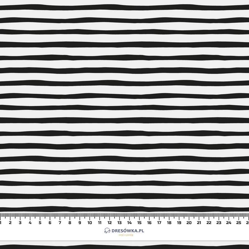 STRIPES - BLACK AND WHITE (BIRDS IN LOVE) - looped knit fabric