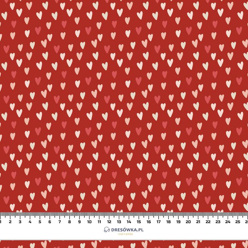 MINI HEARTS / RED (BIRDS IN LOVE) - looped knit fabric