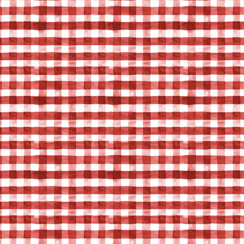 MINI VICHY GRID / red (CHECK AND ROSES) - lycra 300g