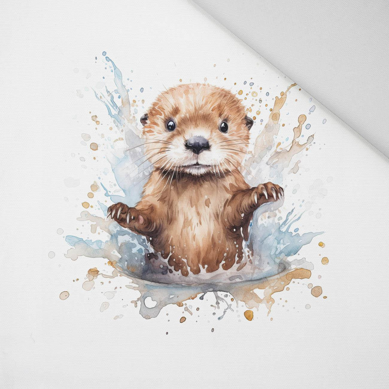 WATERCOLOR BABY OTTER - panel (75cm x 80cm) Panama 220g