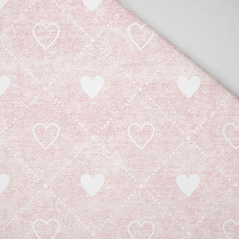 HEARTS AND RHOMBUSES / vinage look jeans (pale pink) - Panama 220g