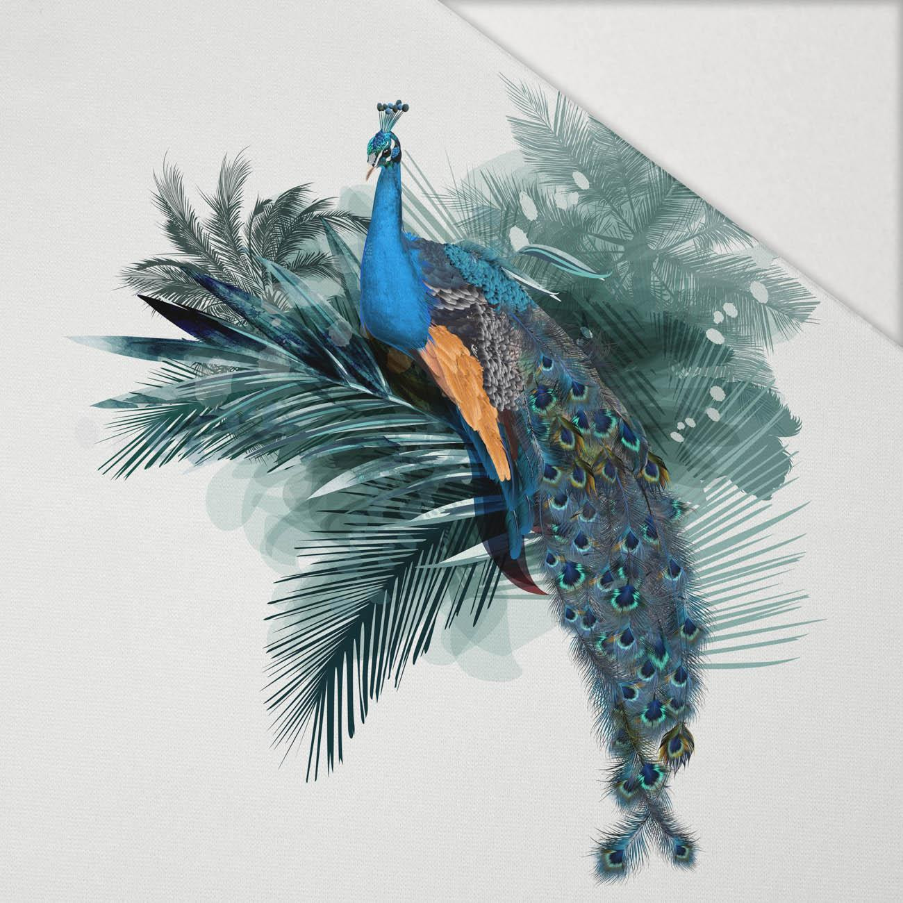 WATERCOLOR PEACOCK - panel (75cm x 80cm) brushed knitwear with elastane ITY