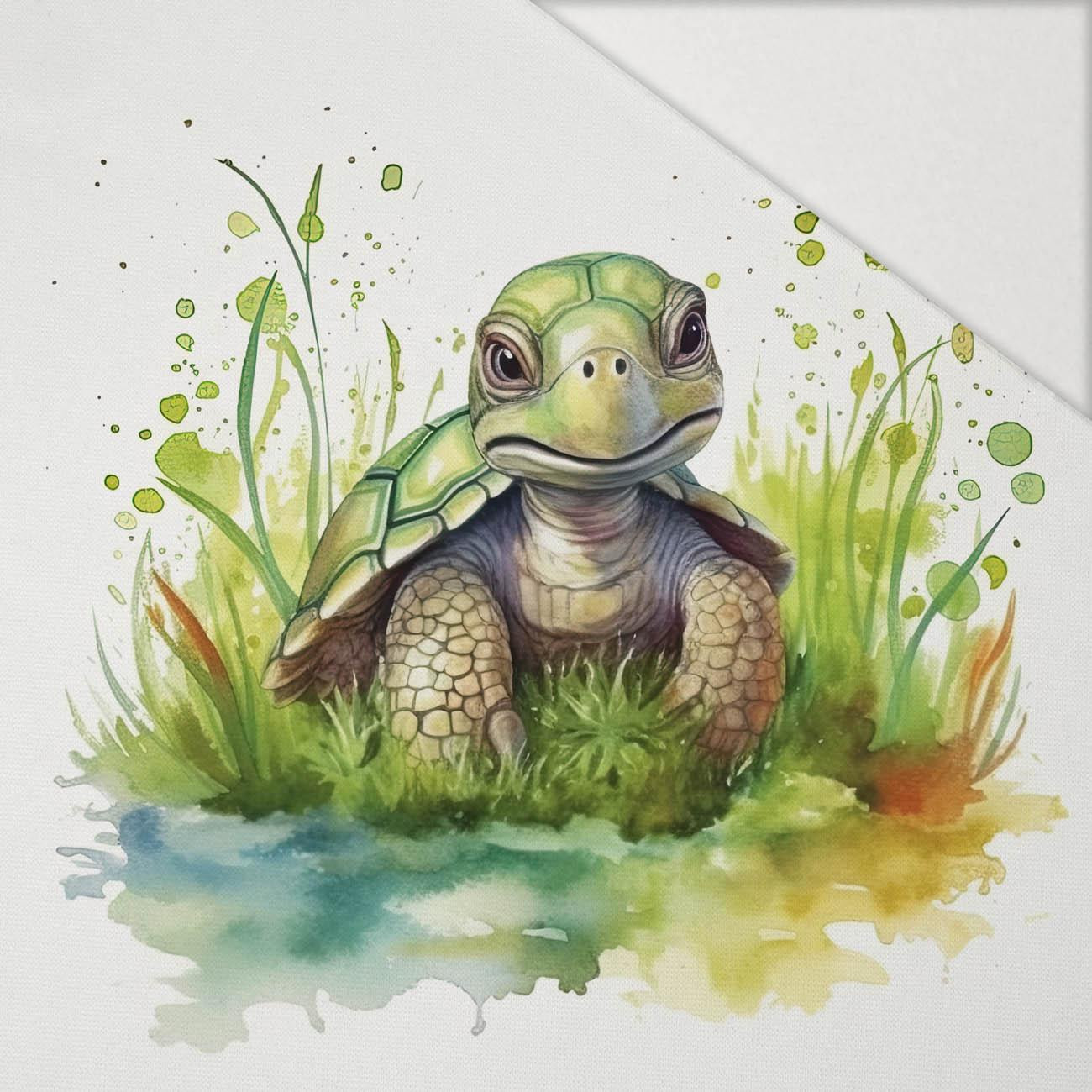 WATERCOLOR TORTOISE - panel (75cm x 80cm) Hydrophobic brushed knit