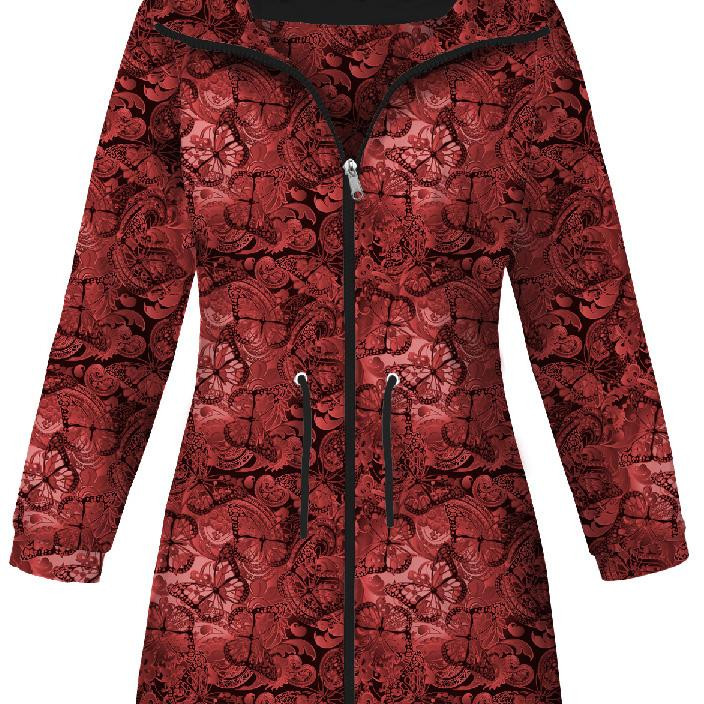 WOMEN'S PARKA (ANNA) - LACE BUTTERFLIES / red - softshell