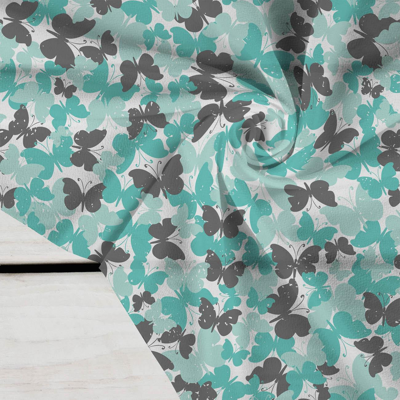 BUTTERFLIES / aqua - Crepe