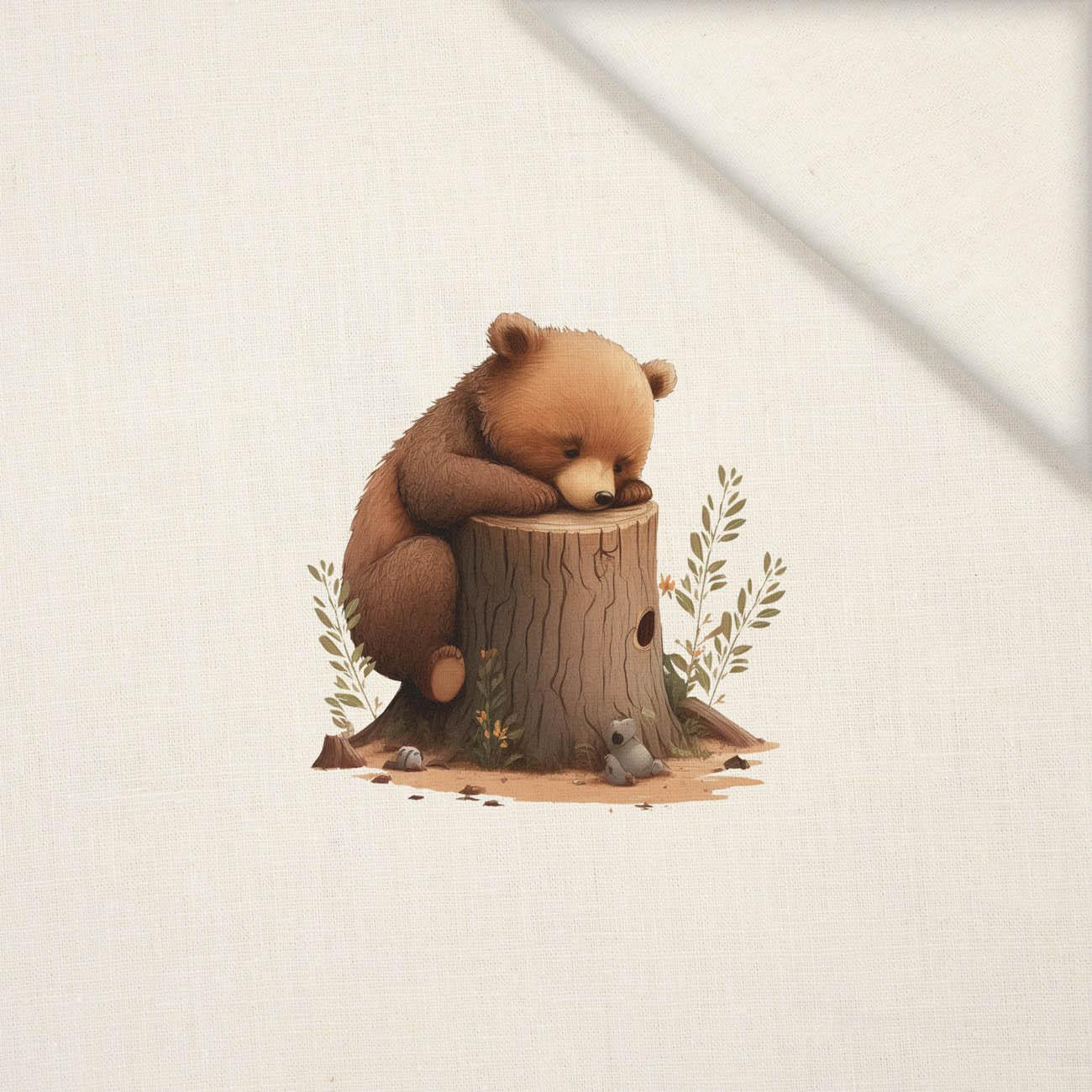 SLEEPING BEAR - panel (40cm x 40cm) Linen 100%