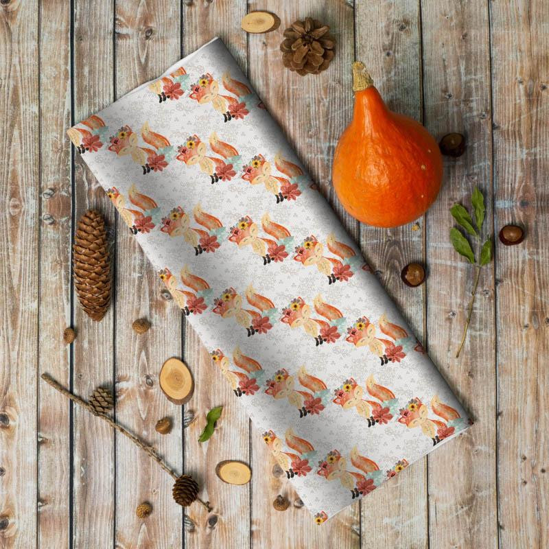 FOXES AND LEAVES (FOXES AND PUMPKINS) - single jersey with elastane 