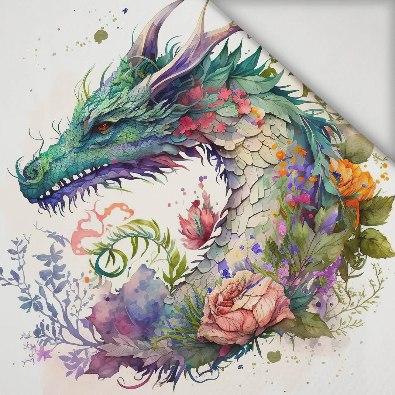 WATERCOLOR DRAGON - panel (60cm x 50cm) lycra 300g