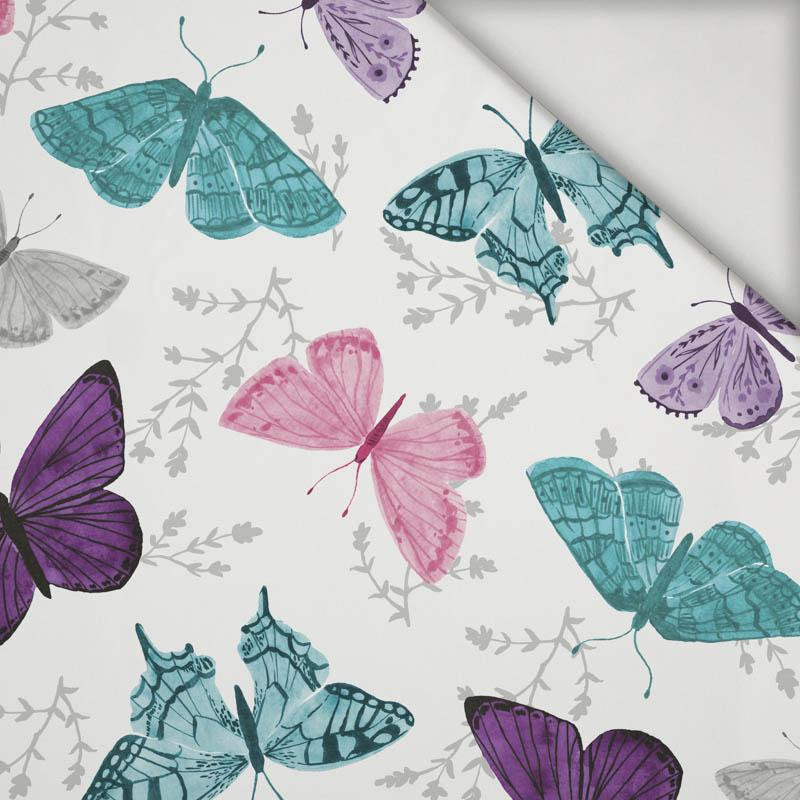 BUTTERFLIES PAT. 5 / white  (PURPLE BUTTERFLIES) - swimsuit lycra