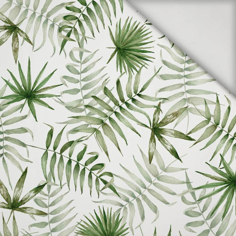 TROPICAL LEAVES pat. 3 / white (JUNGLE) - swimsuit lycra