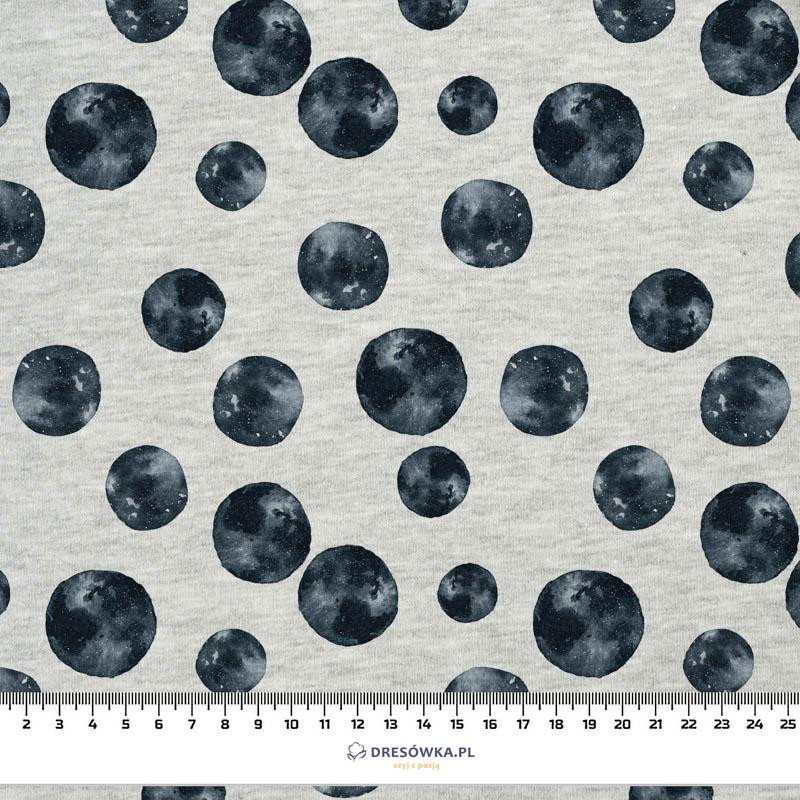 MINI PLANETS (GALACTIC ANIMALS) / melange light grey - looped knit fabric