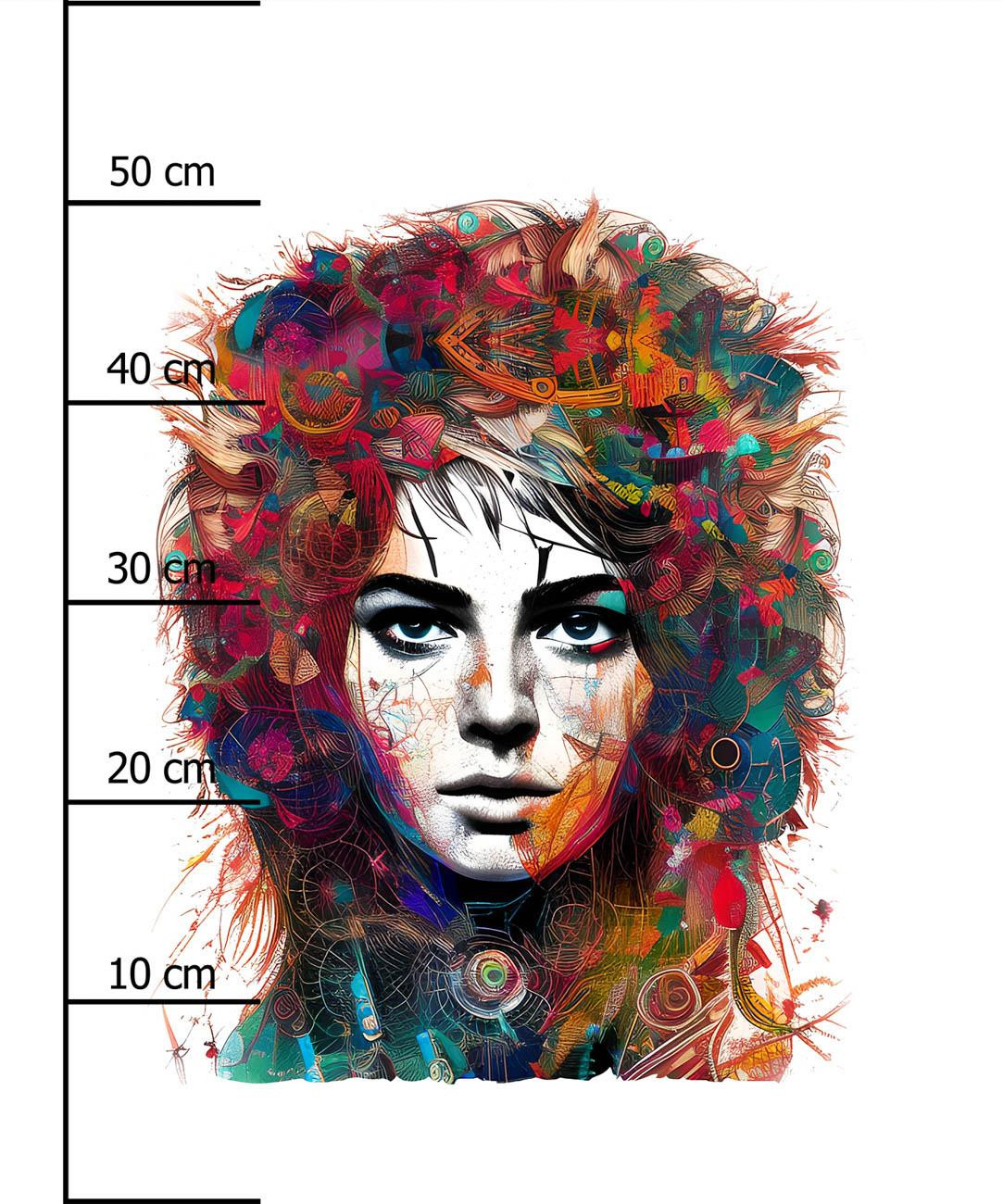 ABSTRACT GIRL PAT. 1 -  PANEL (60cm x 50cm) brushed knitwear with elastane ITY