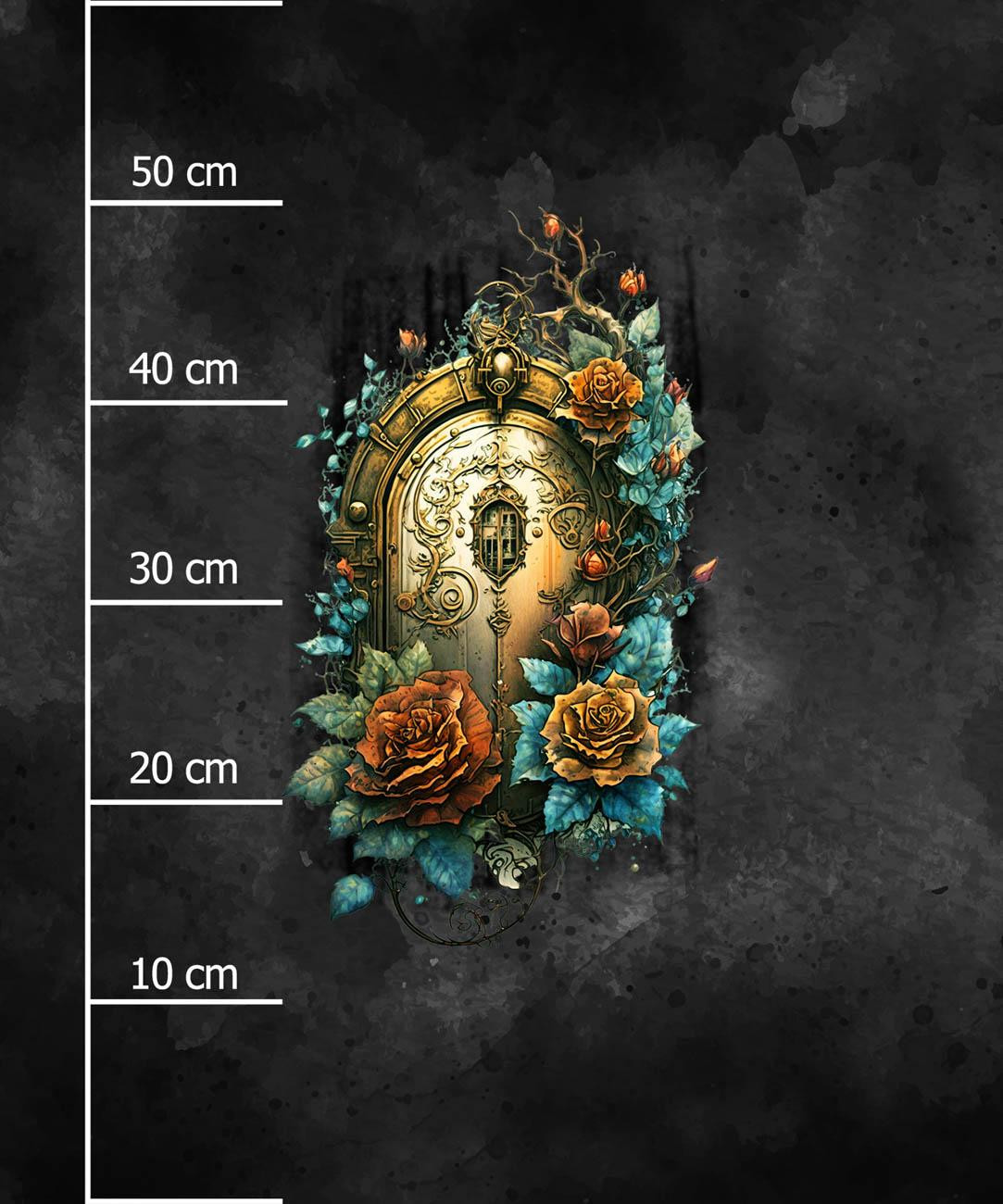 STEAMPUNK FLOWER TEMPLE - panel (60cm x 50cm) SINGLE JERSEY ITY