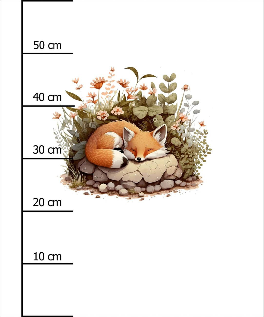 SLEEPING FOX - panel (60cm x 50cm) Cotton woven fabric