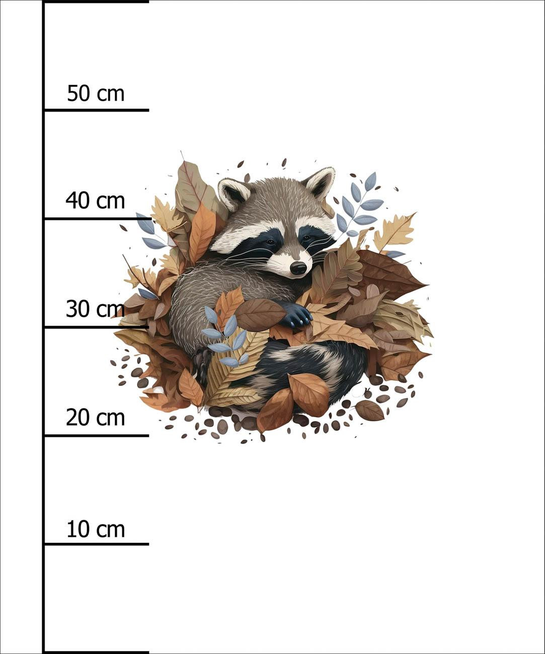 SLEEPING RACCOON - panel (60cm x 50cm) Cotton woven fabric