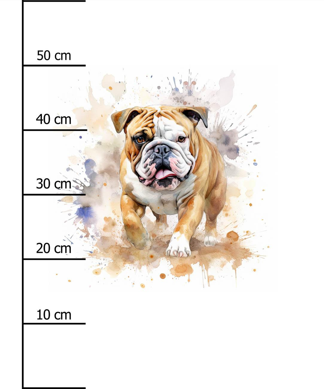 WATERCOLOR BULLDOG - panel (60cm x 50cm) Cotton woven fabric