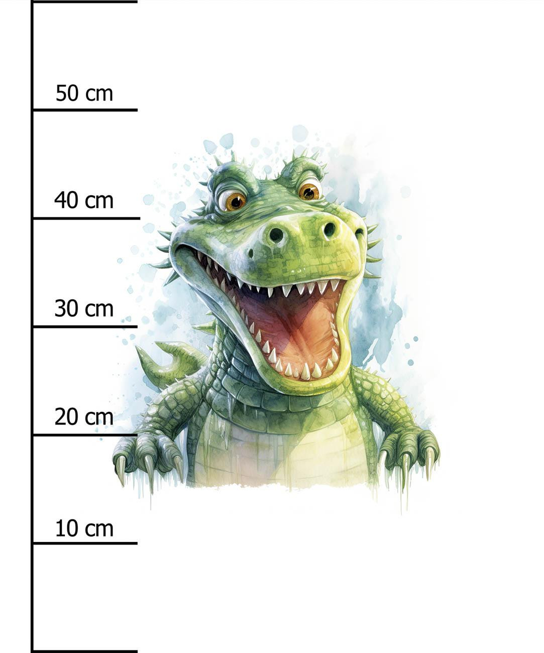 WATERCOLOR CROCODILE -  PANEL (60cm x 50cm) brushed knitwear with elastane ITY