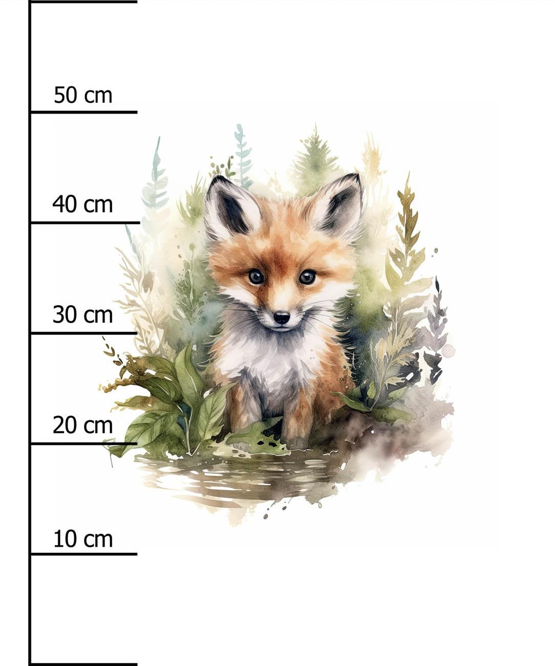 WATERCOLOR FOX -  PANEL (60cm x 50cm) brushed knitwear with elastane ITY