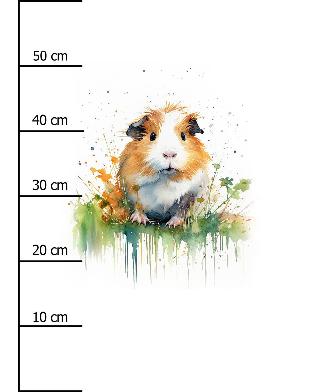 WATERCOLOR GUINEA PIG -  PANEL (60cm x 50cm) brushed knitwear with elastane ITY