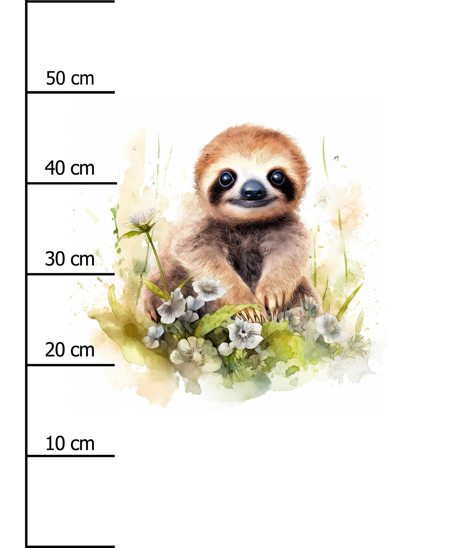 WATERCOLOR SLOTH -  PANEL (60cm x 50cm) brushed knitwear with elastane ITY