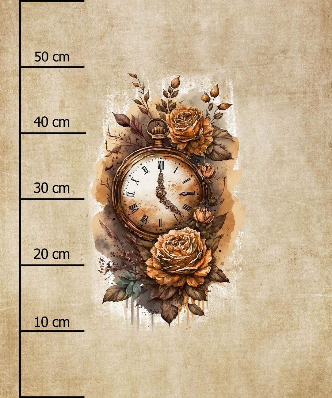 STEAMPUNK CLOCK -  PANEL (60cm x 50cm) brushed knitwear with elastane ITY