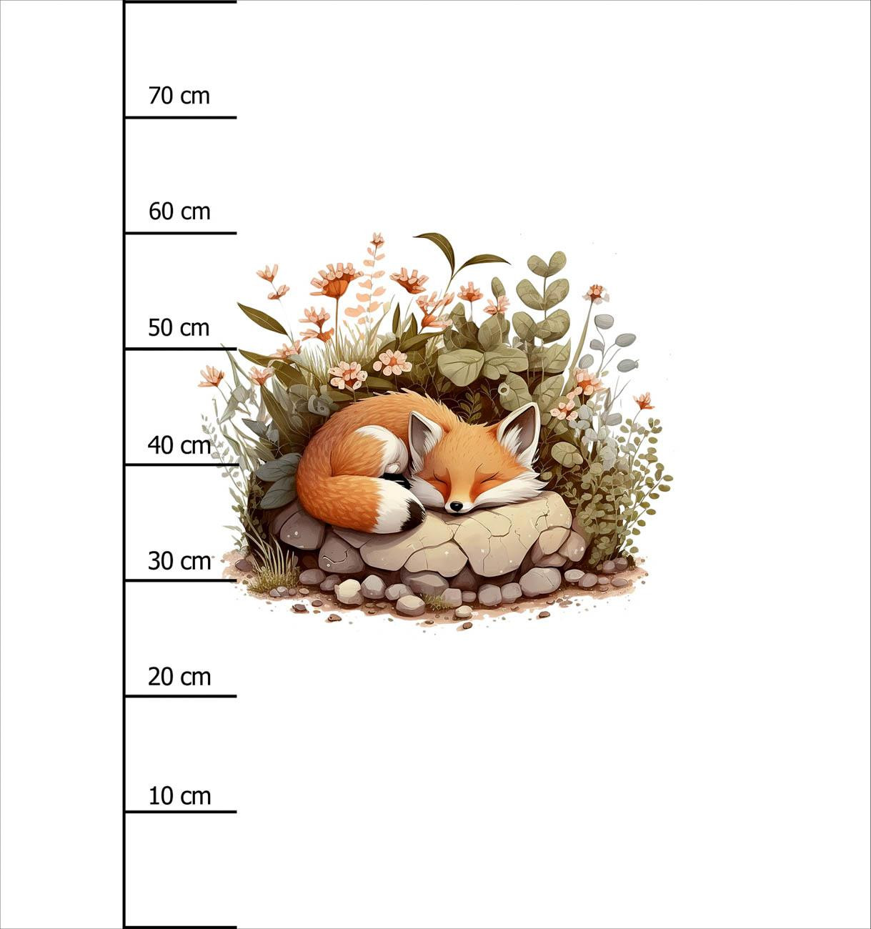 SLEEPING FOX - panel (75cm x 80cm) Cotton woven fabric