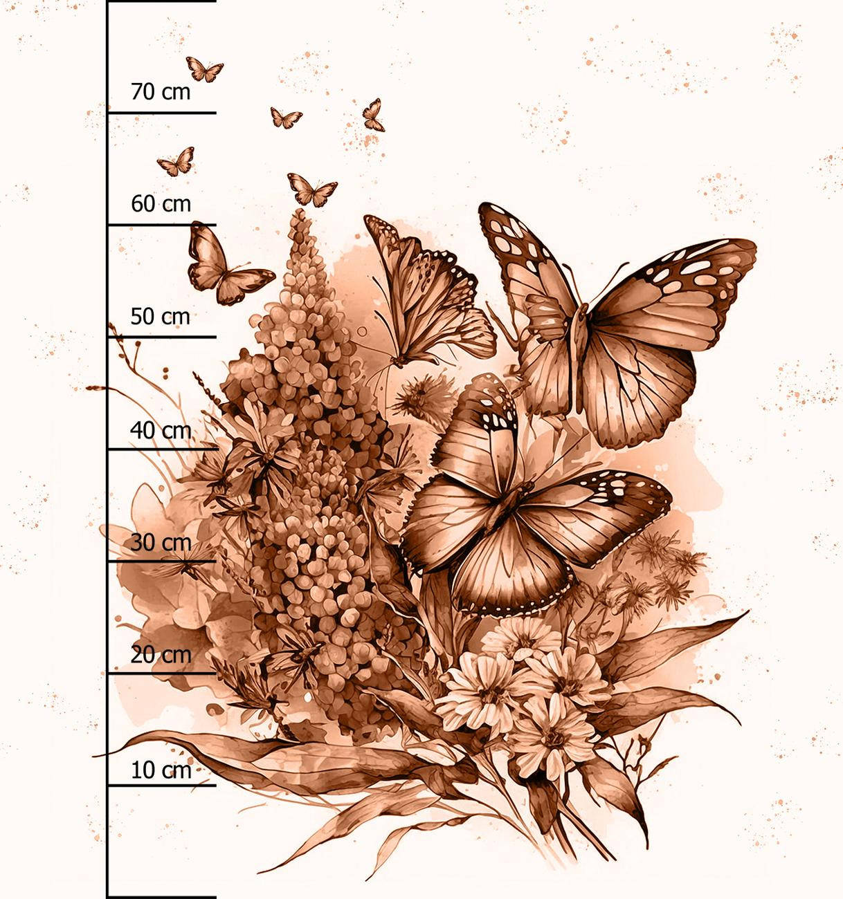 BEAUTIFUL BUTTERFLY PAT. 1 / peach fuzz - panel (75cm x 80cm) brushed knitwear with elastane ITY