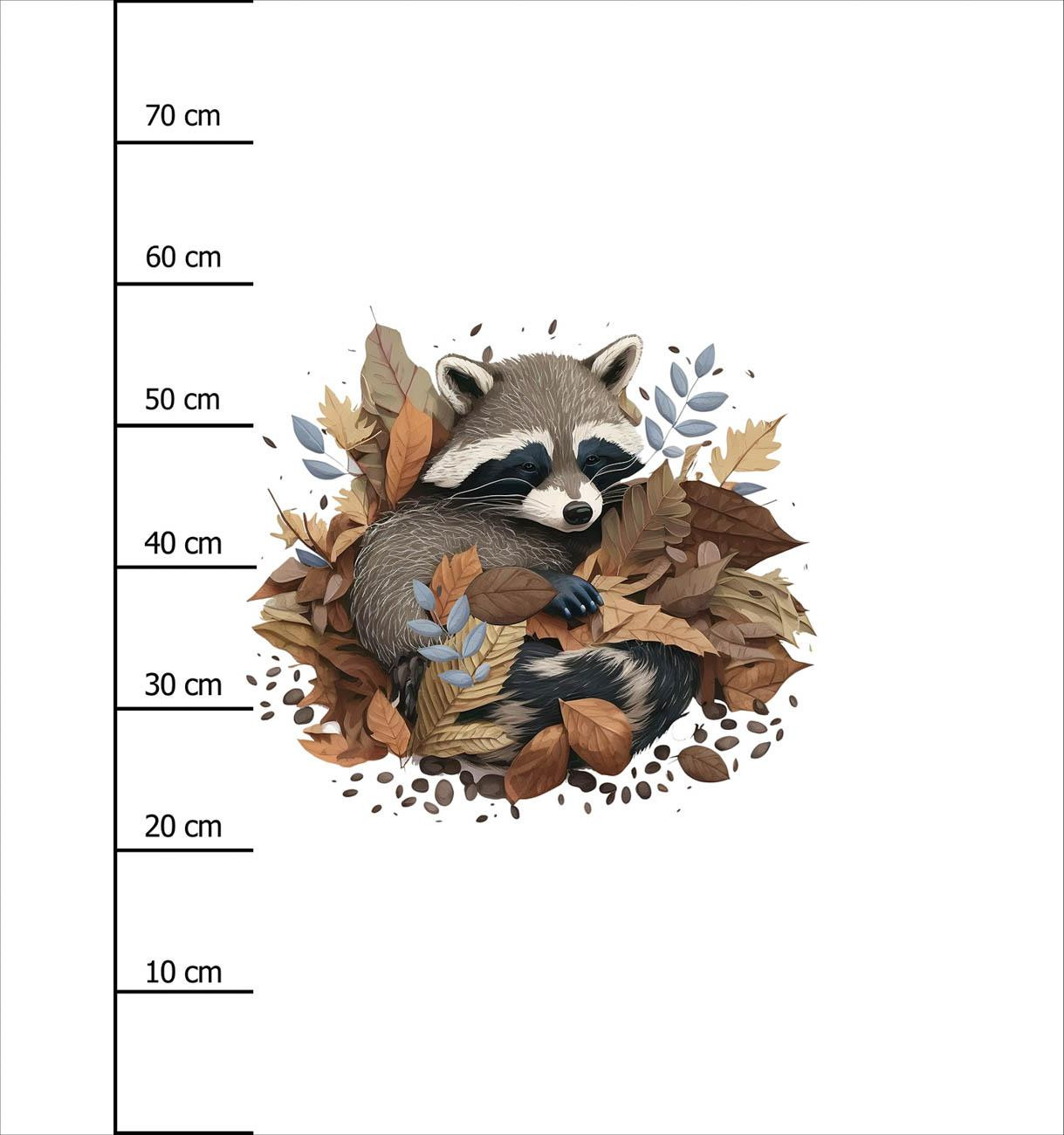 SLEEPING RACCOON - panel (75cm x 80cm) Waterproof woven fabric