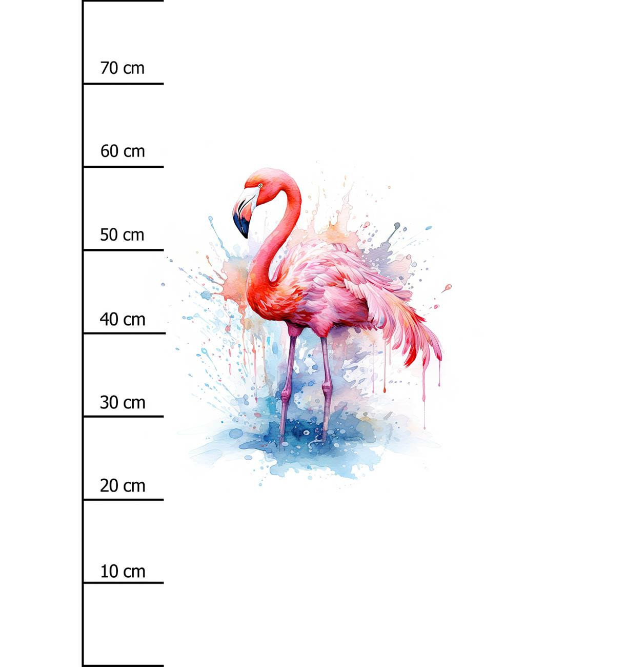 WATERCOLOR FLAMINGO - panel (75cm x 80cm) brushed knitwear with elastane ITY