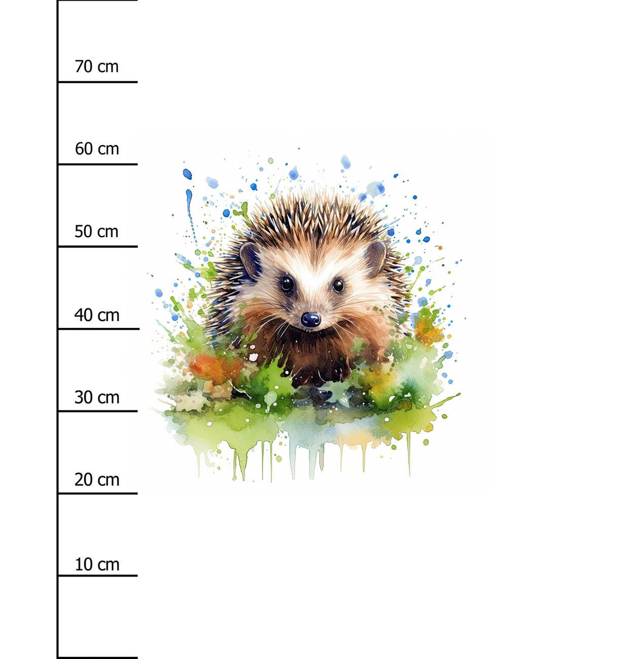 WATERCOLOR HEDGEHOG - panel (75cm x 80cm) brushed knitwear with elastane ITY