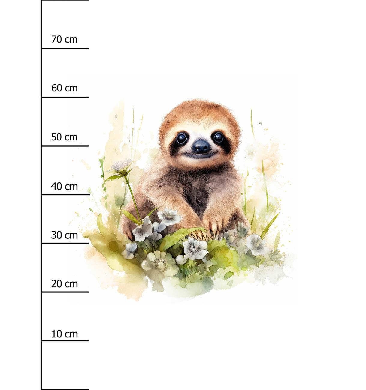WATERCOLOR SLOTH PAT. 1 - panel (75cm x 80cm) brushed knitwear with elastane ITY
