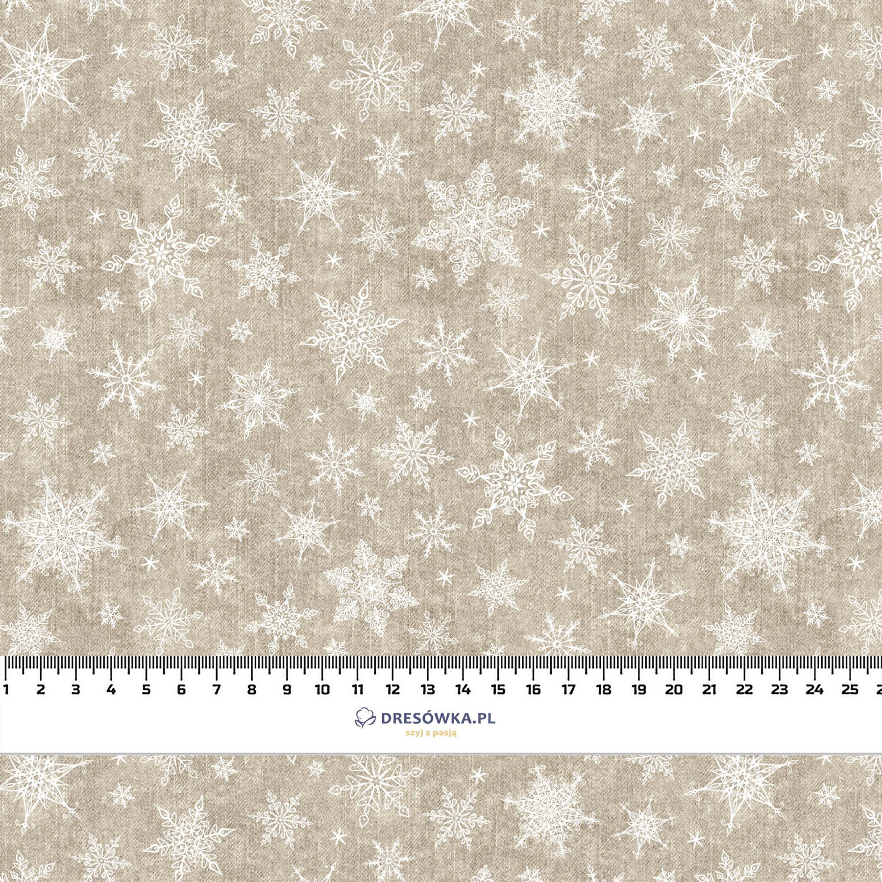 SNOWFLAKES PAT. 2 / ACID WASH BEIGE - Woven Fabric for tablecloths