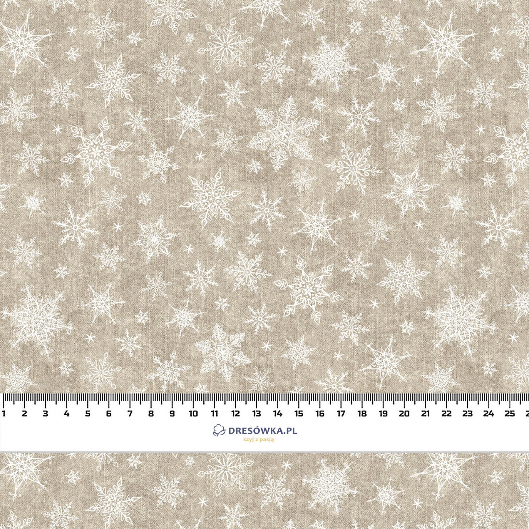 SNOWFLAKES PAT. 2 / ACID WASH BEIGE - looped knit fabric