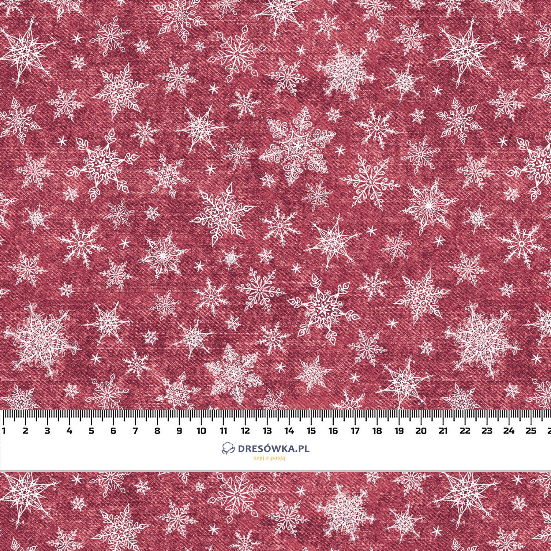 SNOWFLAKES PAT. 2 / ACID WASH MAROON  - single jersey with elastane 