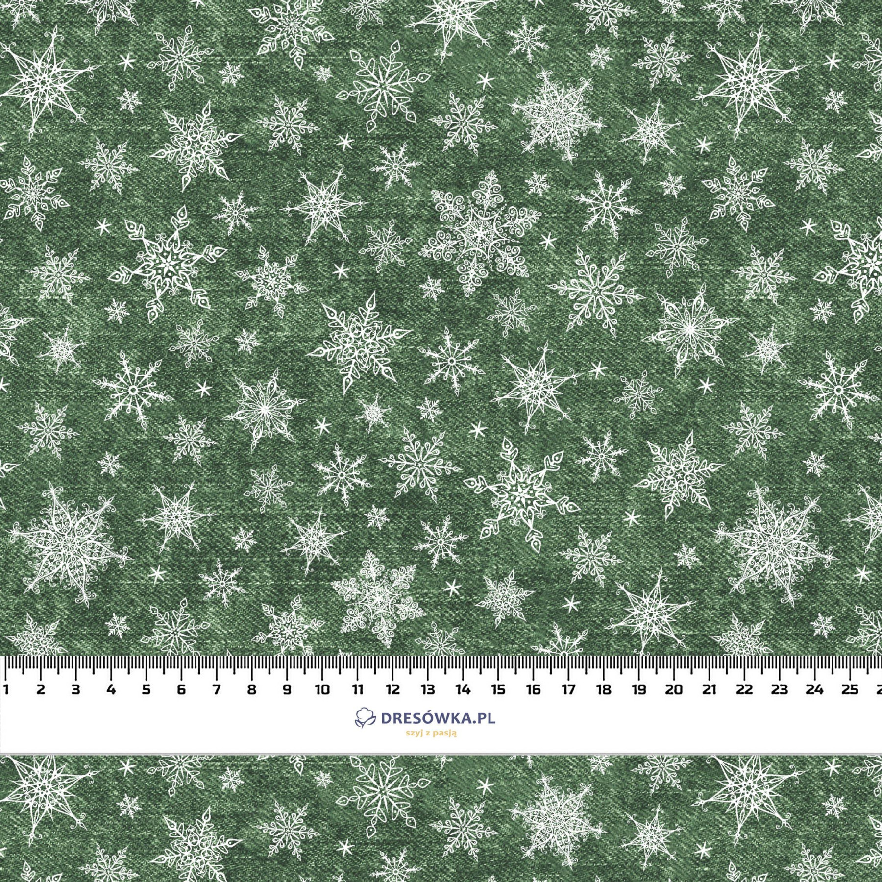 SNOWFLAKES PAT. 2 / ACID WASH BOTTLE GREEN - looped knit fabric