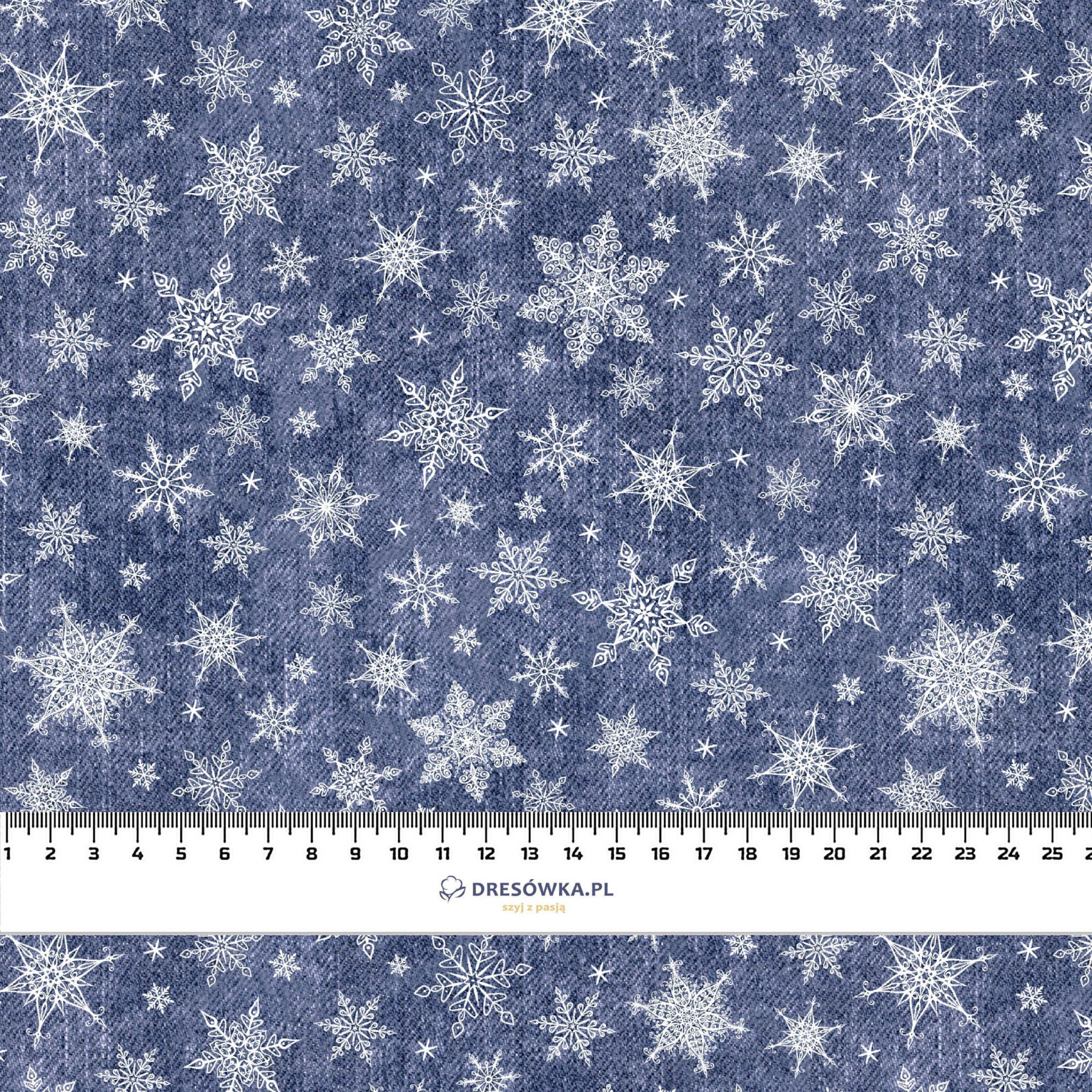 SNOWFLAKES PAT. 2 / ACID WASH DARK BLUE - brushed knitwear with elastane ITY