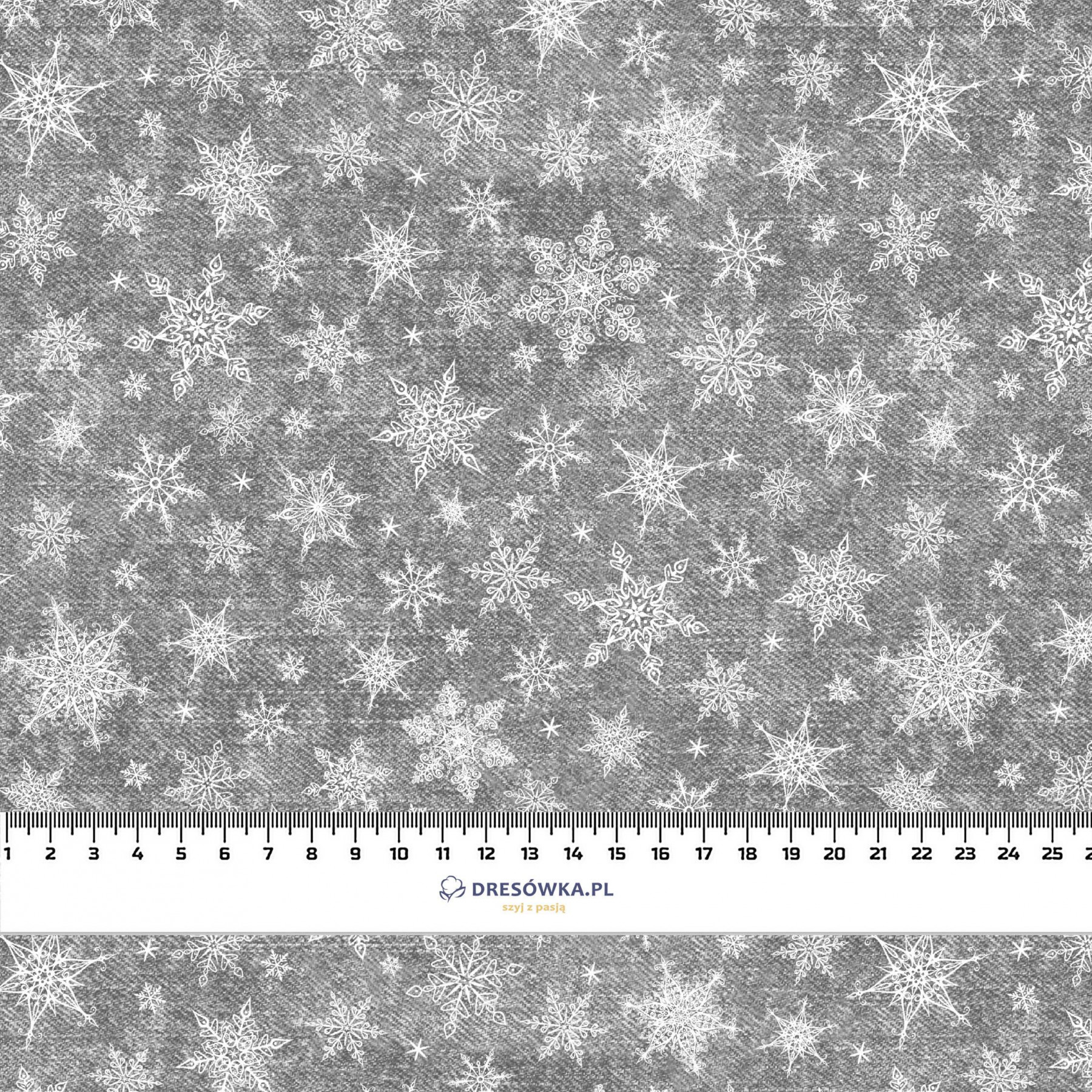 SNOWFLAKES PAT. 2 / ACID WASH GREY  - brushed knit fabric with teddy / alpine fleece