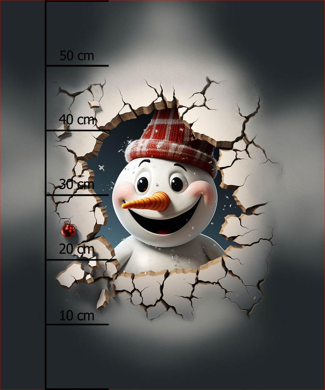 HAPPY SNOWMAN - panel (60cm x 50cm) Cotton woven fabric