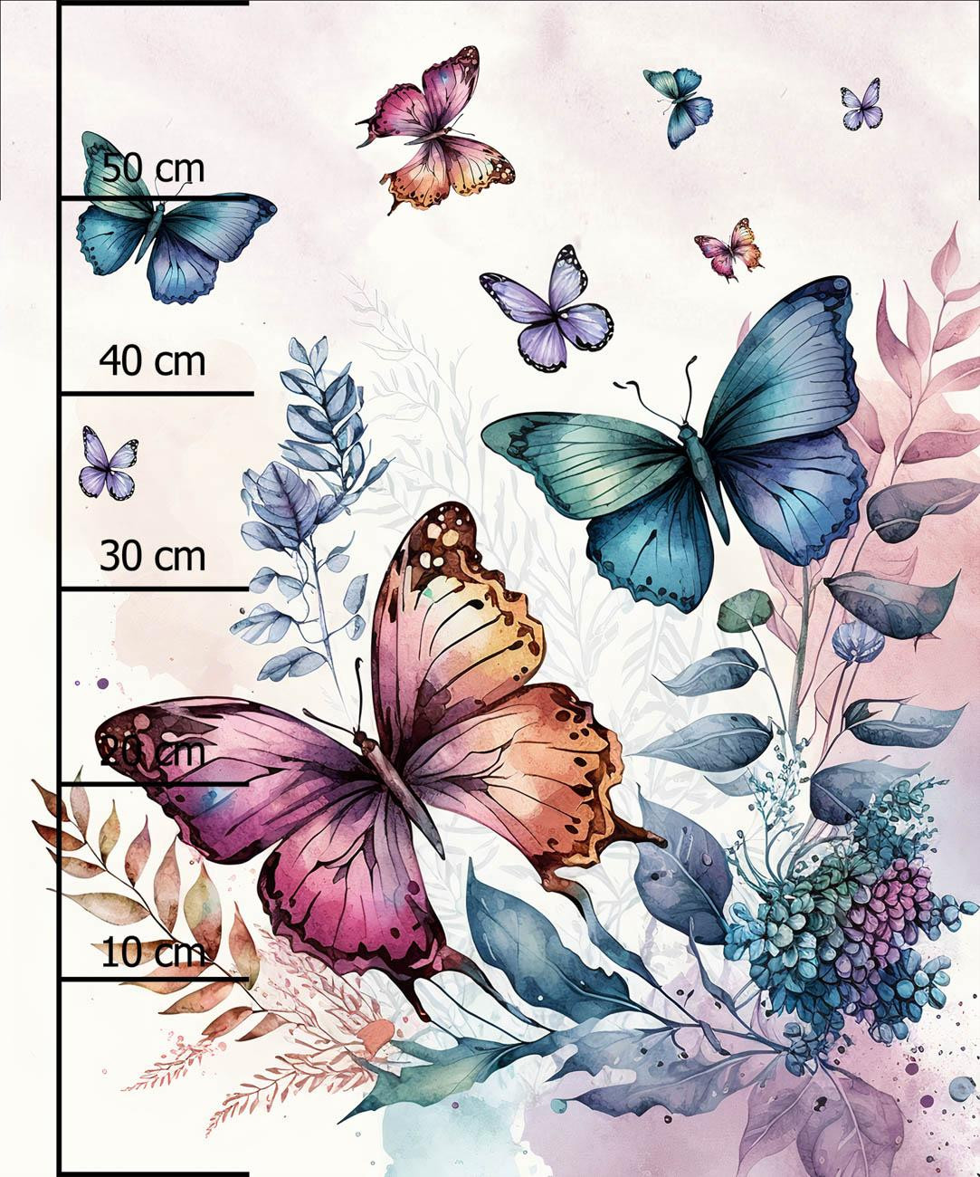 BEAUTIFUL BUTTERFLY PAT. 4  -  PANEL (60cm x 50cm) brushed knitwear with elastane ITY