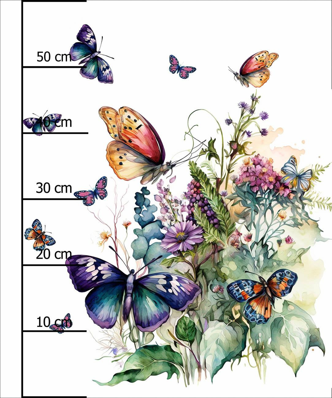 BEAUTIFUL BUTTERFLY PAT. 3  -  PANEL (60cm x 50cm) brushed knitwear with elastane ITY
